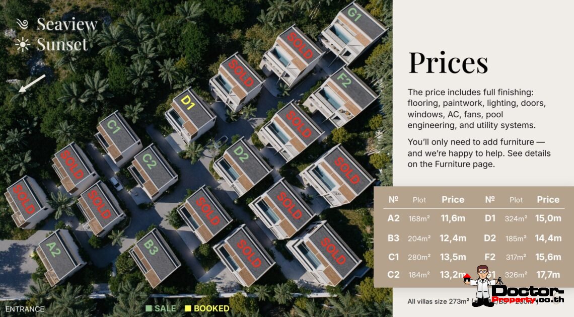 Luxury 3 Bedroom Pool Villa with Partial Sea View in Plai Laem, Koh Samui – For Sale